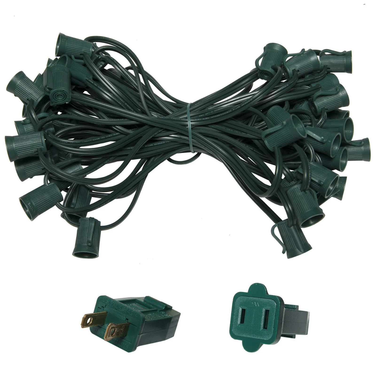 C9 E17 Intermediate Light Stringer, 50' Length, 12" Spacing, Green Wire - Wintergreen Lighting® 15104