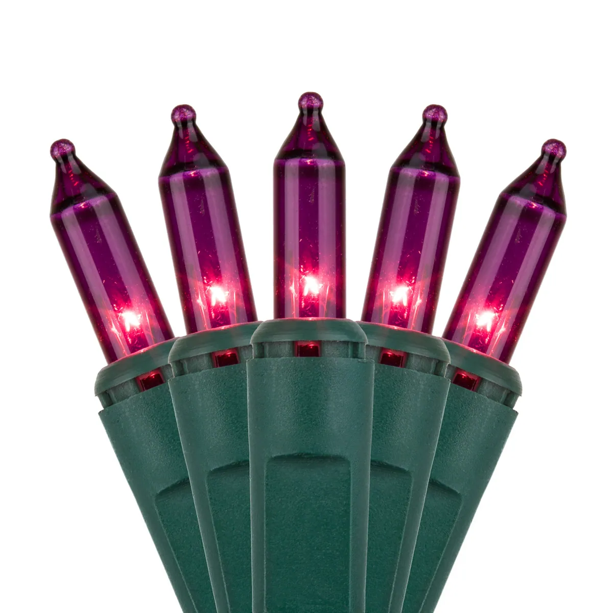 50 Purple Mini Lights, Green Wire, 6" Spacing - Kringle Traditions® 17520