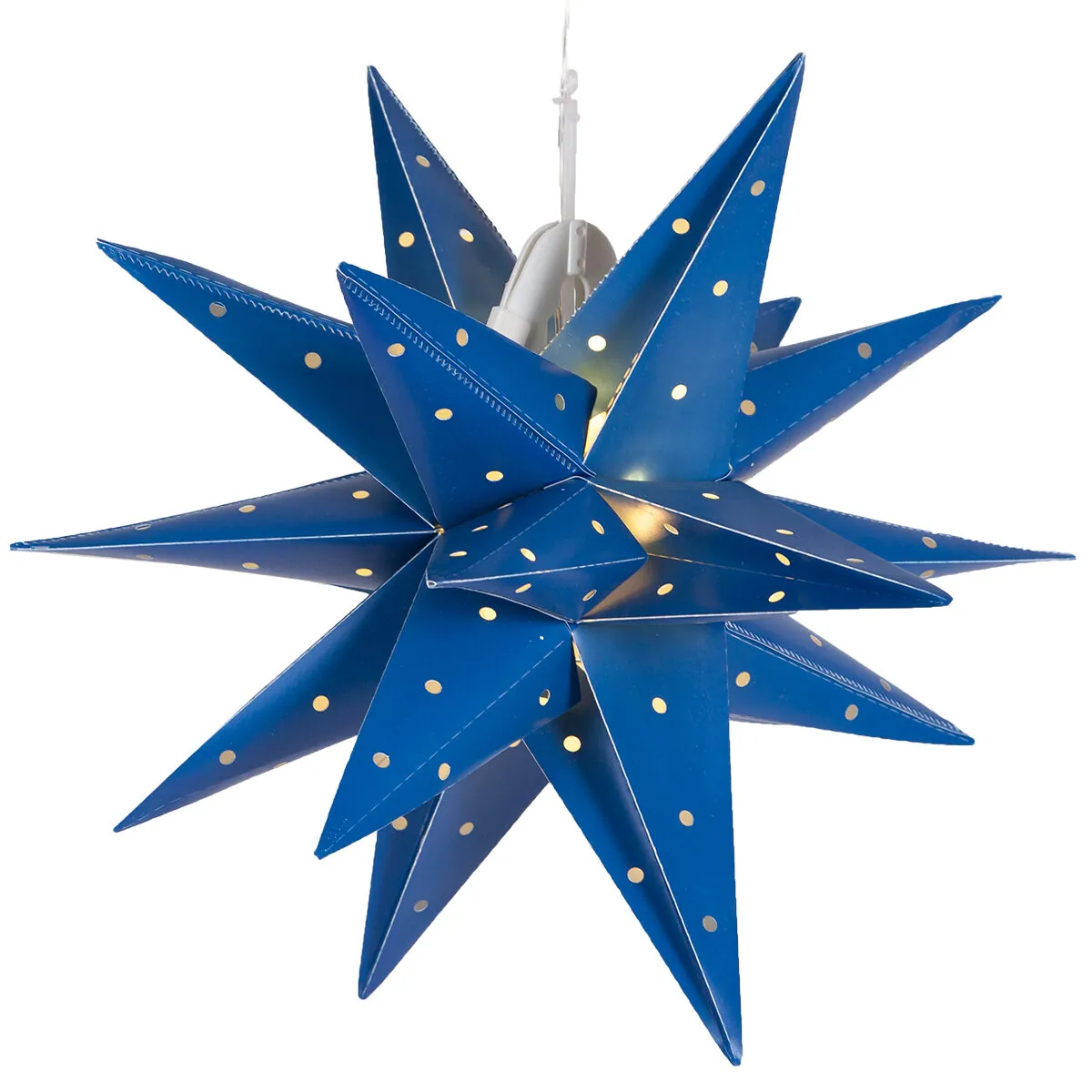17" Blue Aurora Superstar TM Moravian Star Light, Fold-Flat, LED Lights, Outdoor Rated - Wintergreen Lighting® 80485
