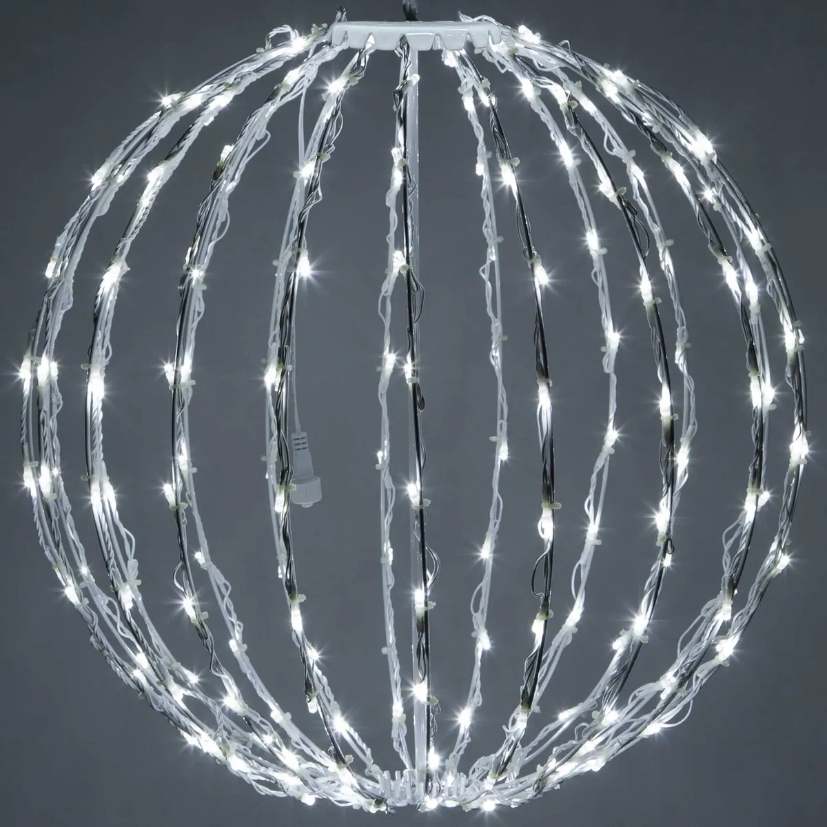 Cool White LED Light Ball, Fold Flat White Frame — 20 Inches - Wintergreen Lighting® 83538