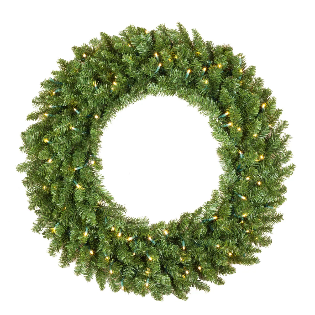 24" Douglas Fir Prelit LED Wreath, 50 Warm White LED T5 Lights - Red Sleigh® 76448