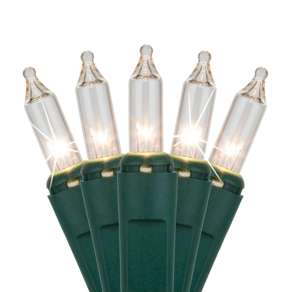50 Clear Twinkle Mini Lights, Green Wire, 6" Spacing - Kringle Traditions® 15262