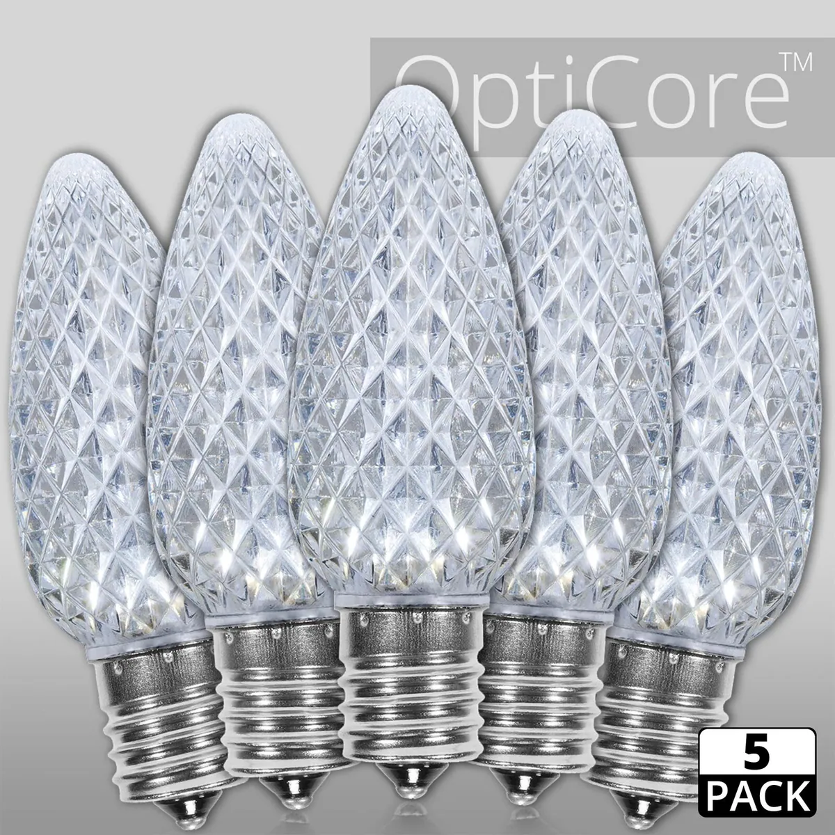 C9 Cool White OptiCore® LED Bulbs, 5-Pack - Wintergreen Lighting® 80269