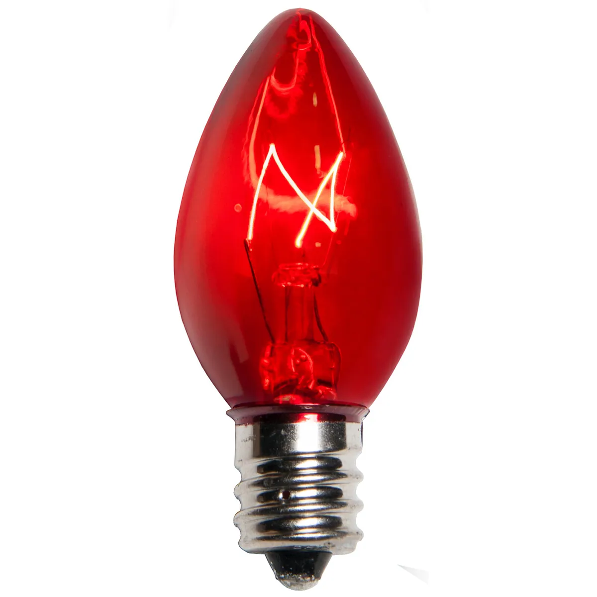 C7 Red Triple Dipped Transparent Bulbs, Box of 25 - Wintergreen Lighting® 15127