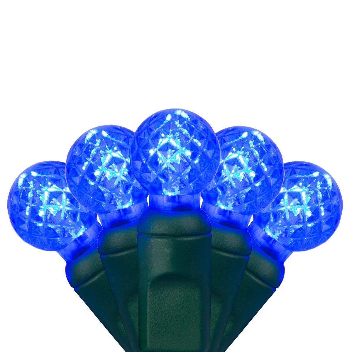 G12 Razzberry Blue LED Christmas Lights on Green Wire - Wintergreen Lighting® 83970