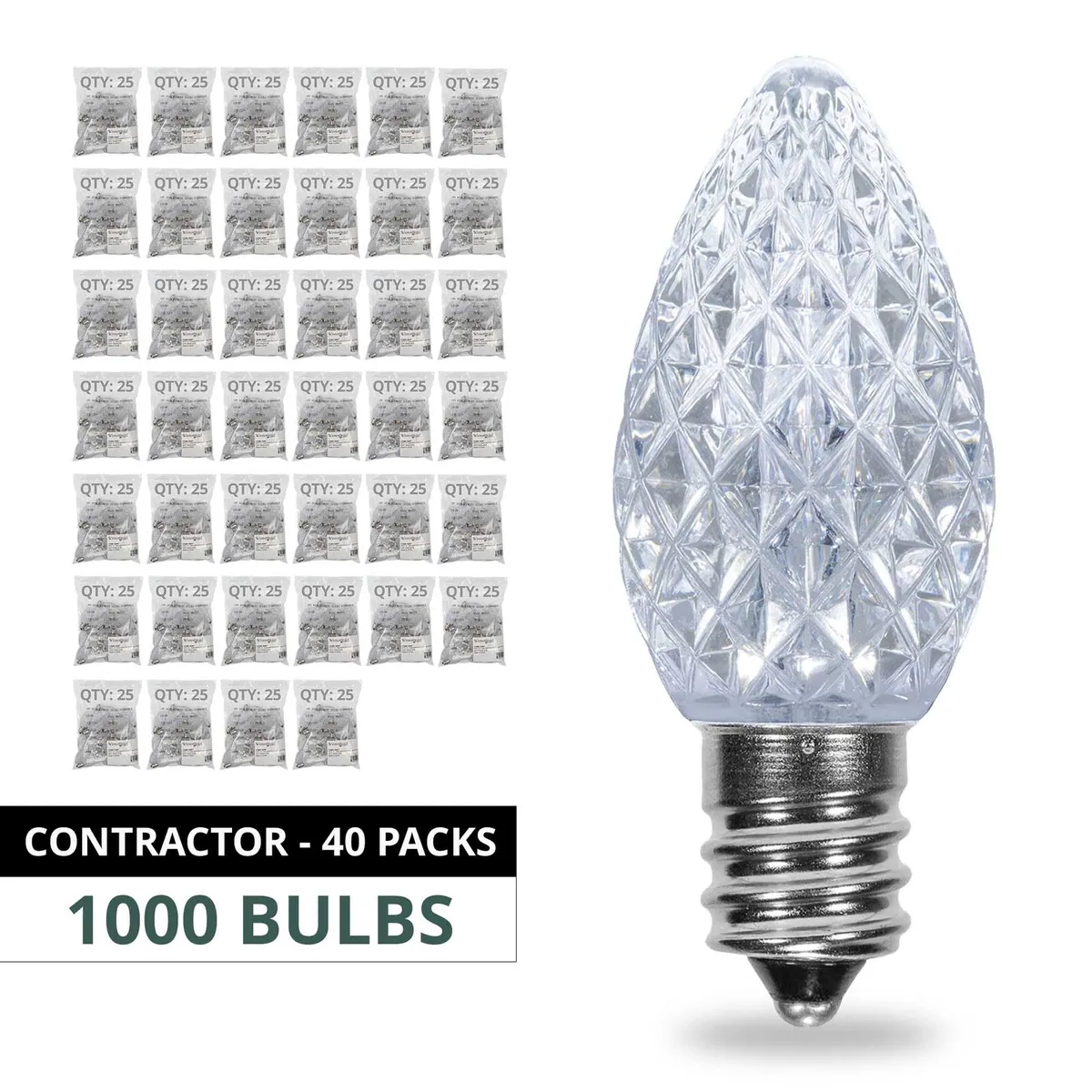 C7 Cool White OptiCore LED Bulbs — 1000-Bulb Contractor Case - Wintergreen Lighting® 82973