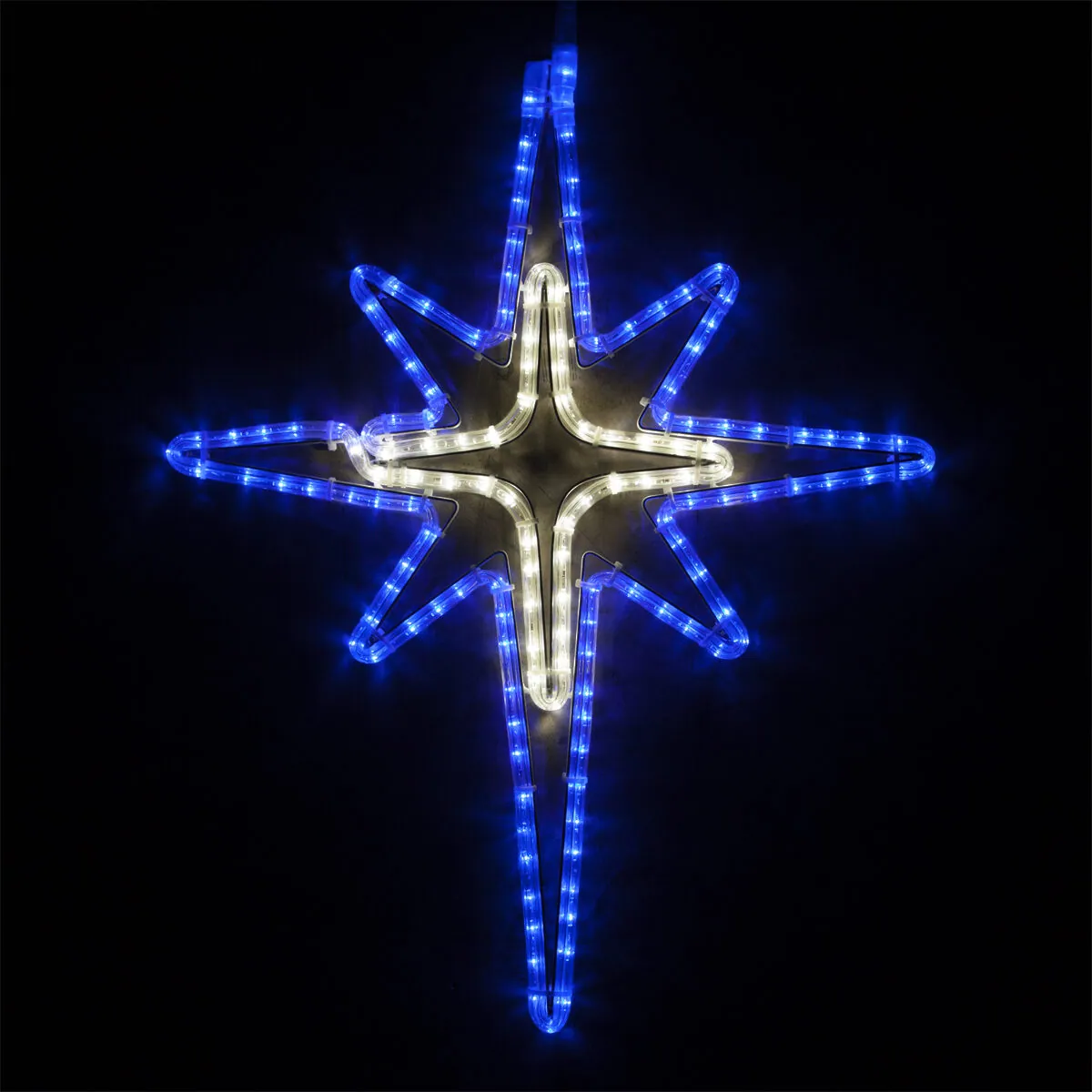 Blue and Cool White Bethlehem Star with Cross Center - Wintergreen Lighting® 73392