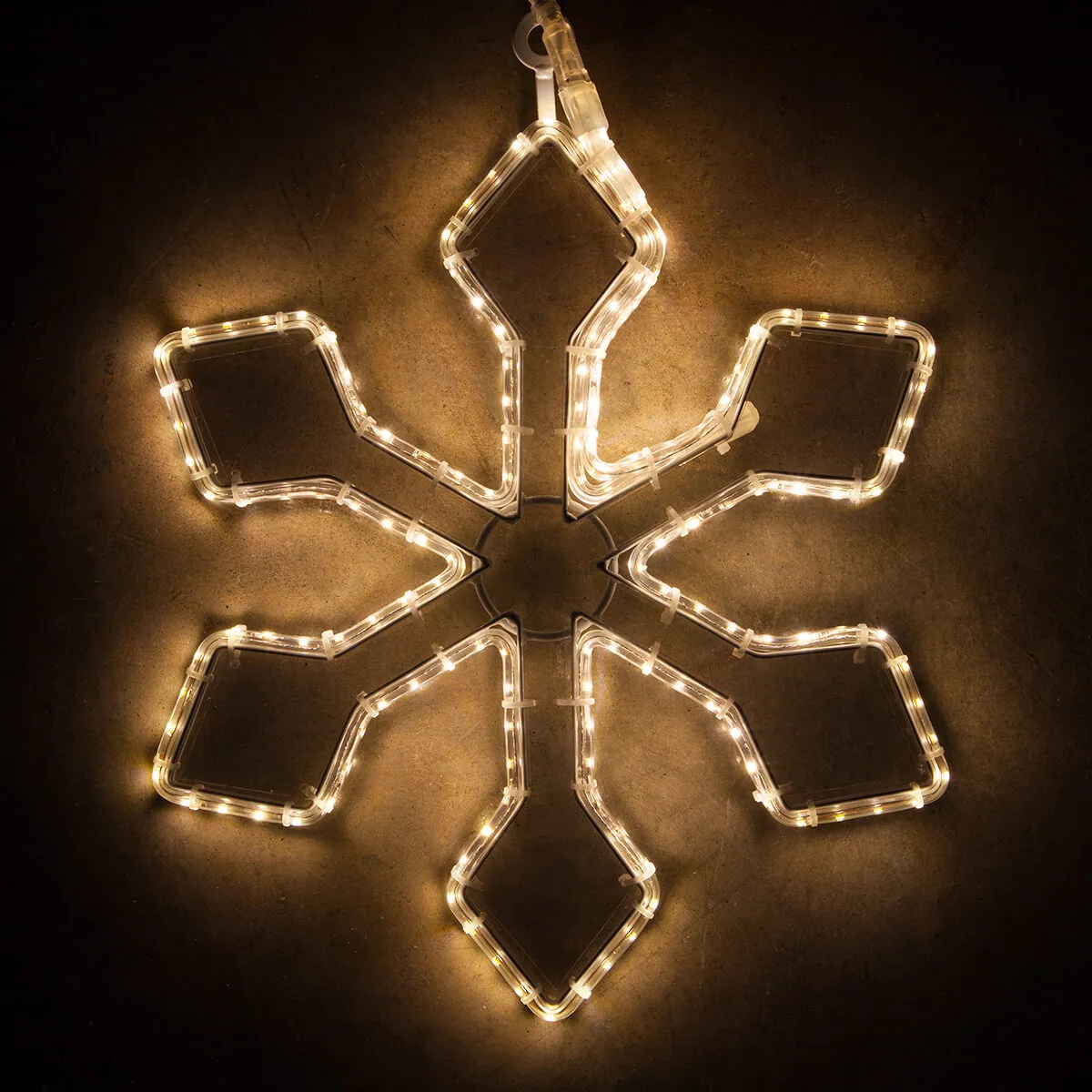 6 Point Snowflake with Clear Acrylic Center, Warm White Lights - Wintergreen Lighting® 74714