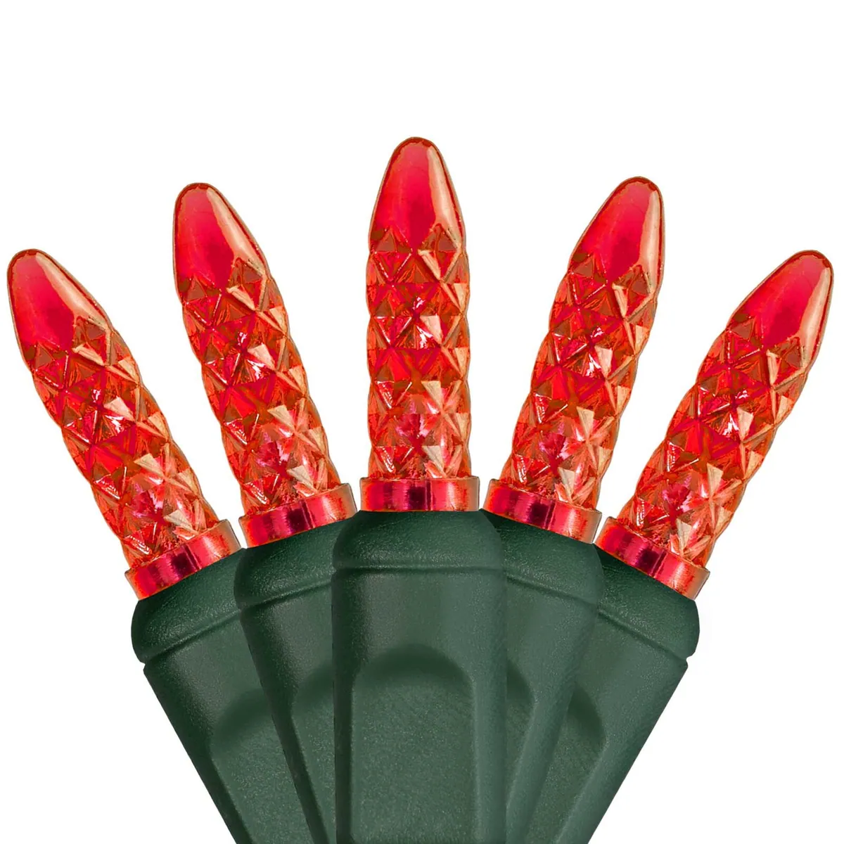 M5 Red LED Christmas Tree Lights on Green Wire - Wintergreen Lighting® 84019
