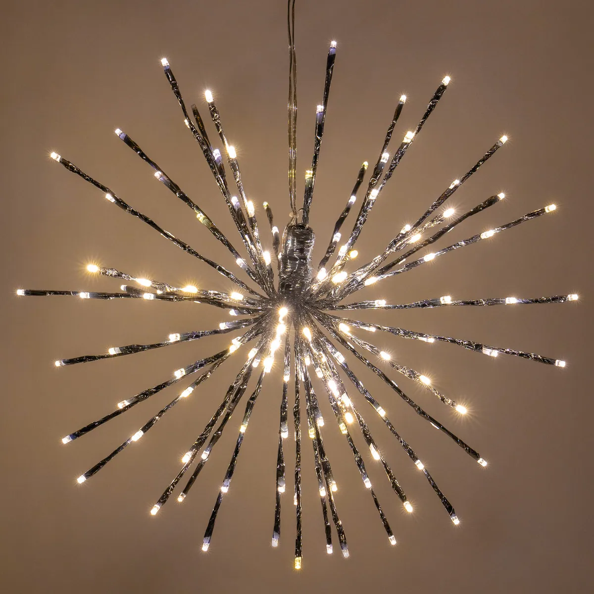12" Silver Starburst Lighted Branches, Warm White LED Twinkle — 18 in, 160 Lights - Wintergreen Lighting® 81700