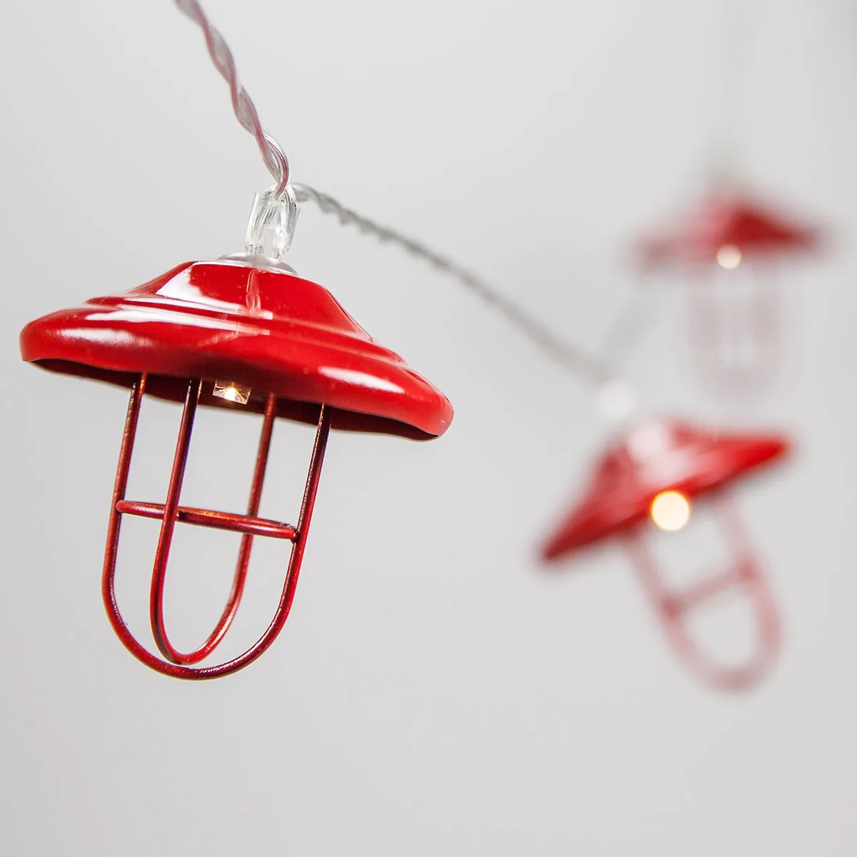 LED Red Lantern String Lights, 10 Warm White Lights - Wintergreen Lighting® 76932