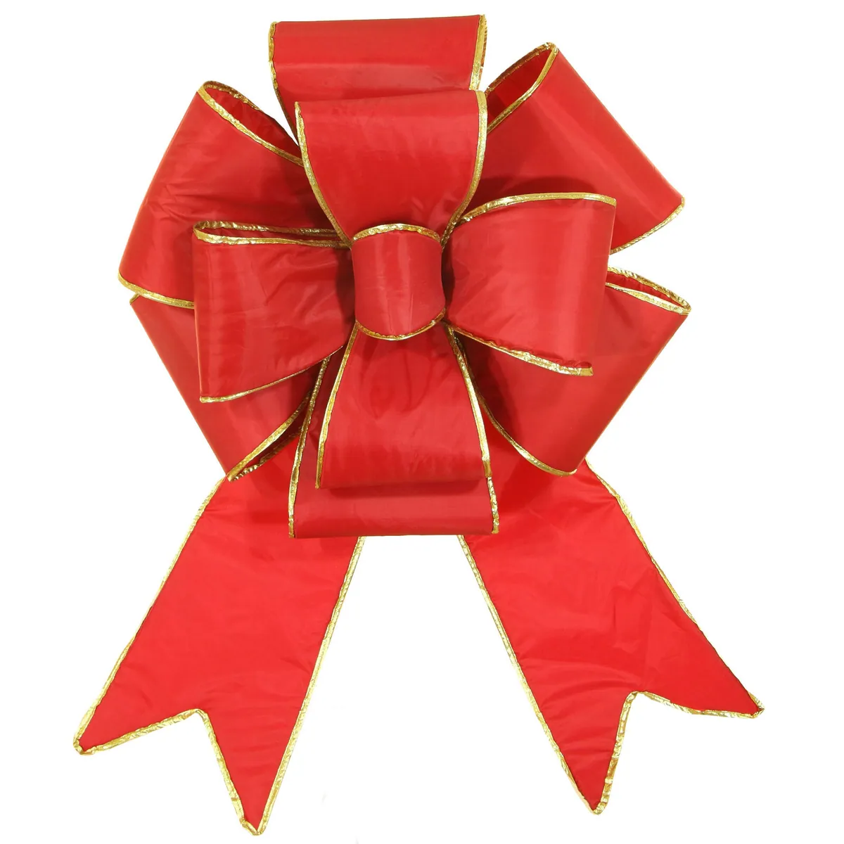 Red with Gold Trim Blooming Puff Nylon Bow — 36-in Width - Red Sleigh® 22296
