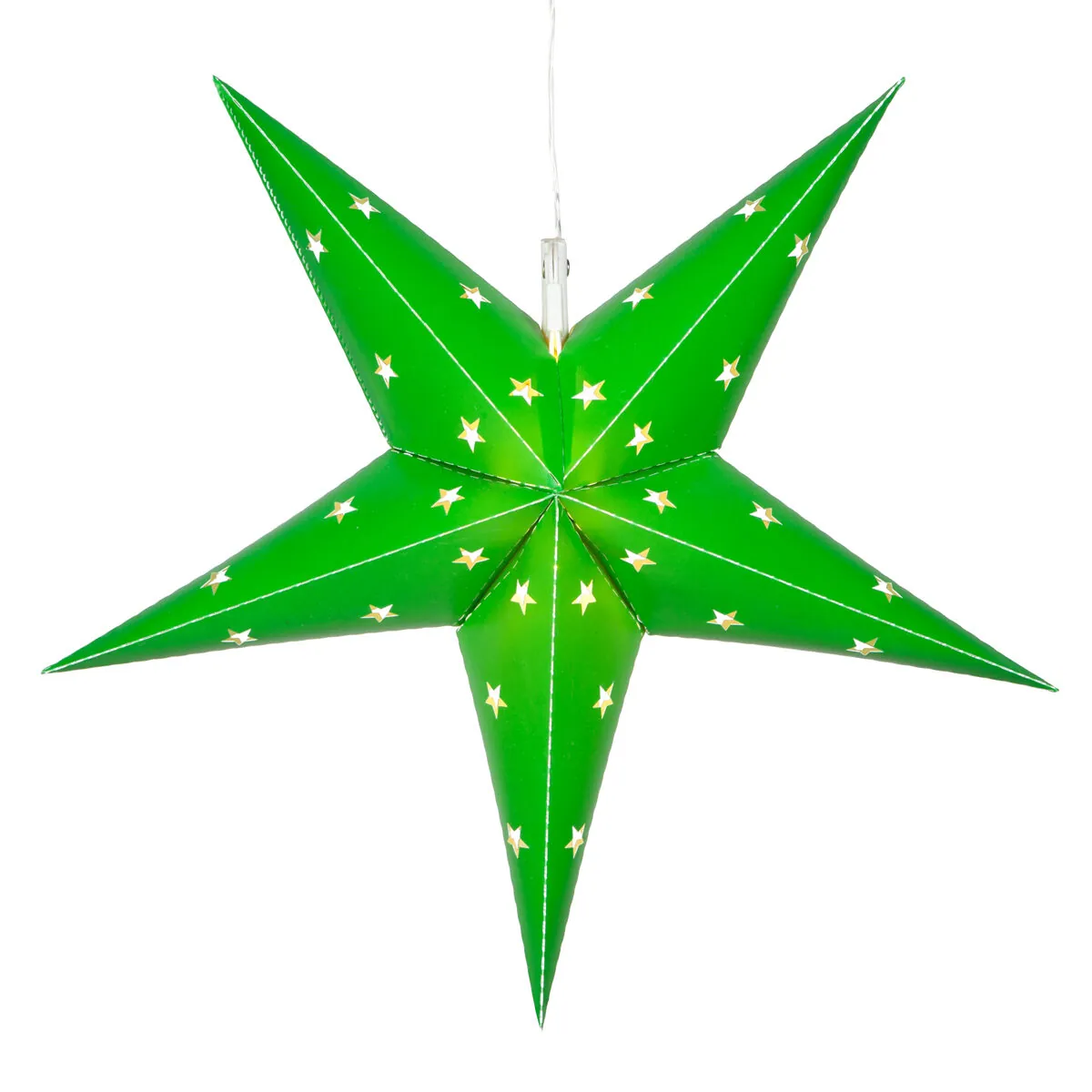 18" Green Aurora Superstar TM 5 Point Star Light, Fold-Flat, LED Lights, Outdoor Rated - Wintergreen Lighting® 80468