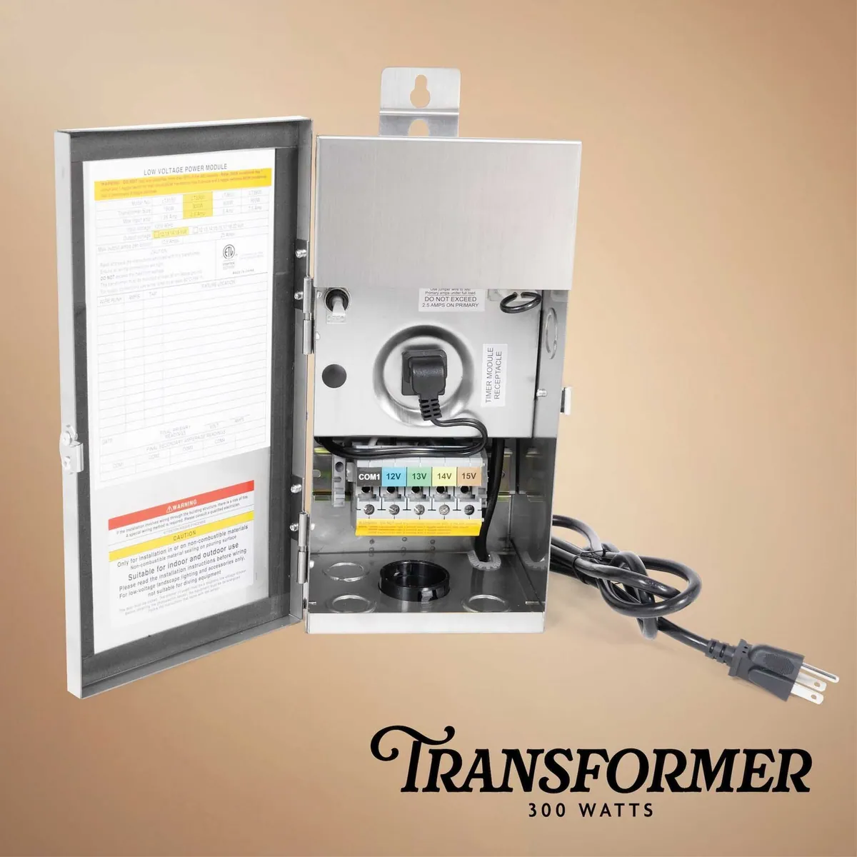 Stainless Steel Low Voltage Landscape Lighting Transformer — 84856 - Wintergreen Lighting® 84856
