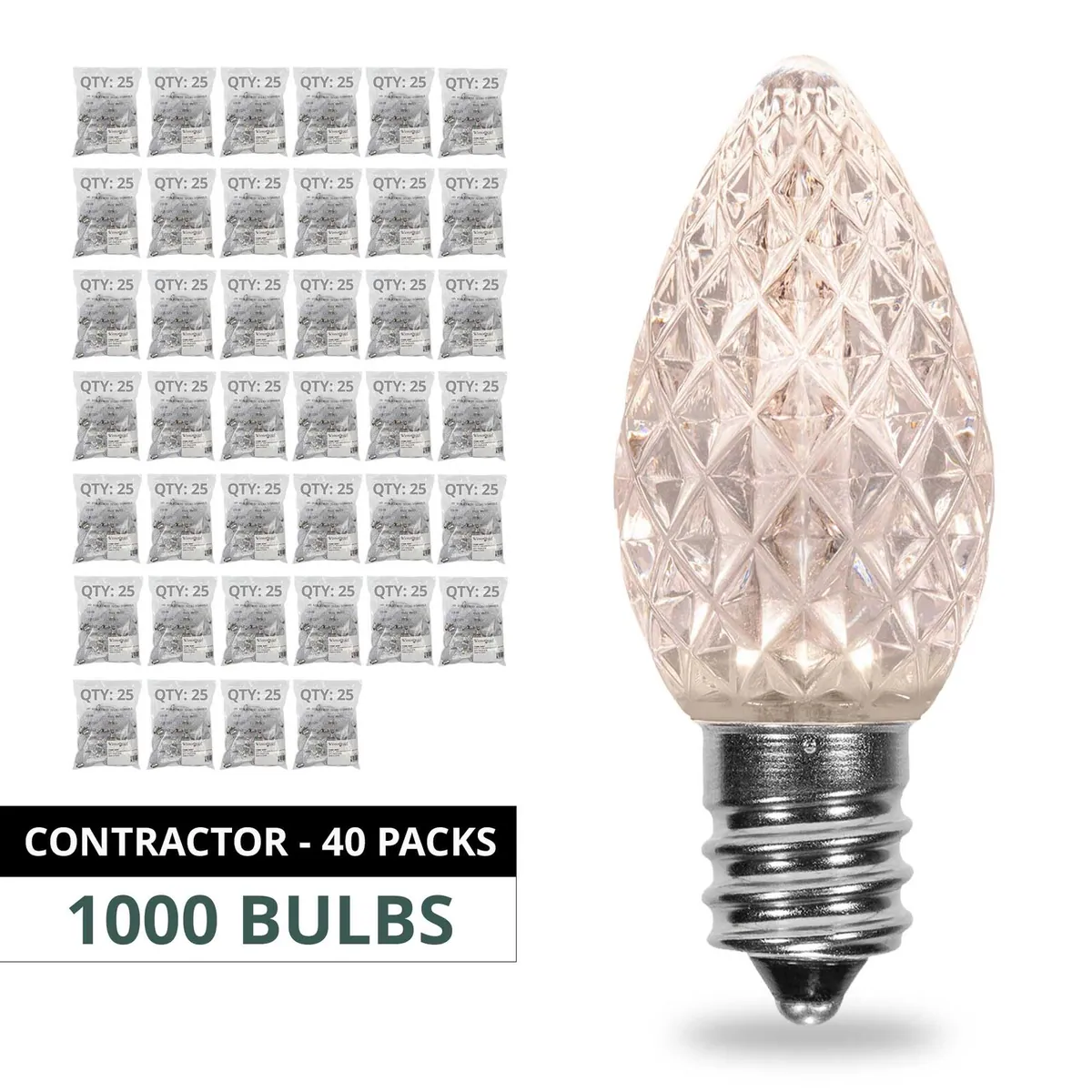 C7 Warm White OptiCore LED Bulbs — 1000-Bulb Contractor Case - Wintergreen Lighting® 82967