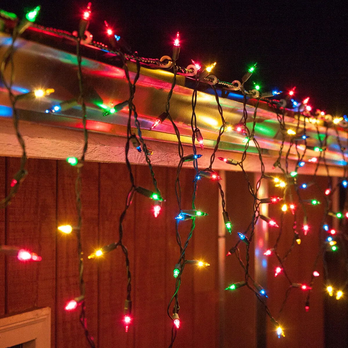 100 Multicolor Mini Icicle Lights on Green Wire - Kringle Traditions® 17596