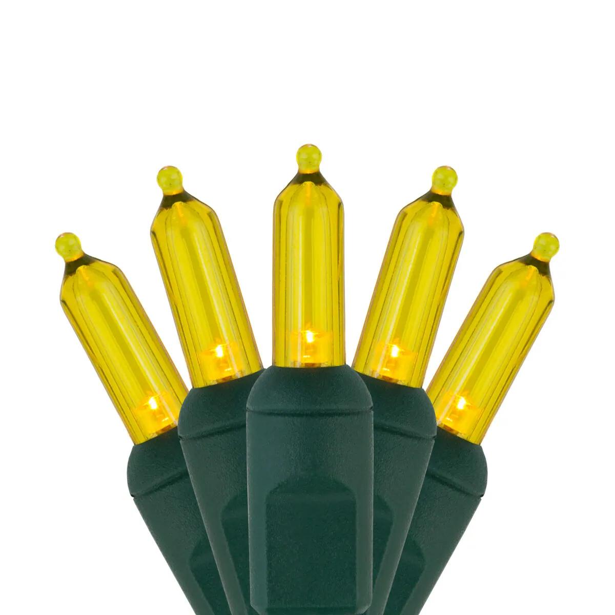 T5 Gold LED Christmas Tree Lights on Green Wire - Wintergreen Lighting® 85242