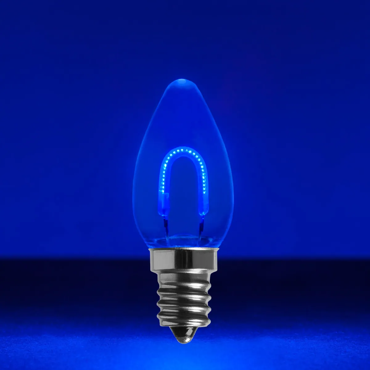 C7 Transparent Shatterproof Blue FlexFilament® LED Bulbs, Box of 5 - Wintergreen Lighting® 80641