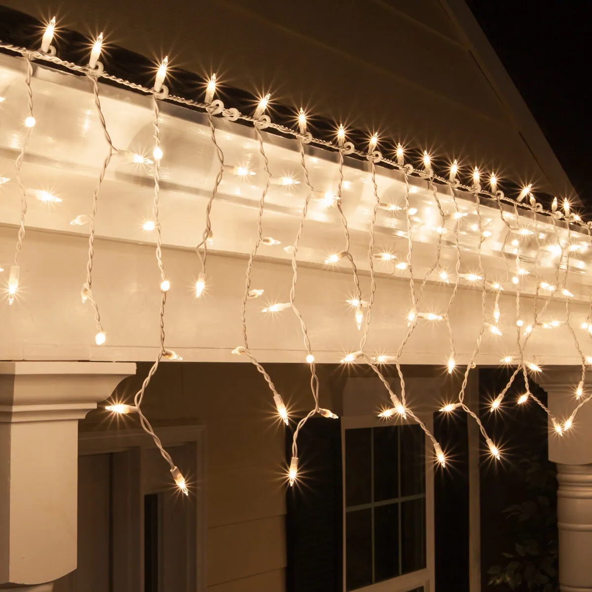 Clear Mini Icicle Lights on White Wire - Kringle Traditions® 17593