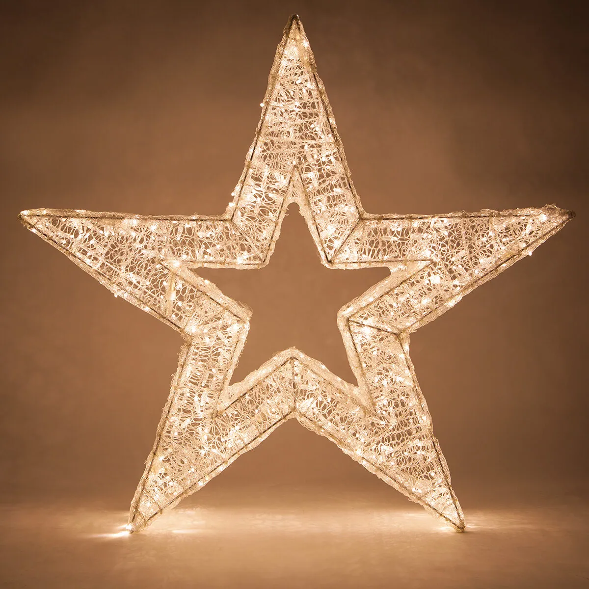 Wintergreen Lighting® LED Five Point Dimensional Star, Warm White Lights - Wintergreen Lighting® 74716