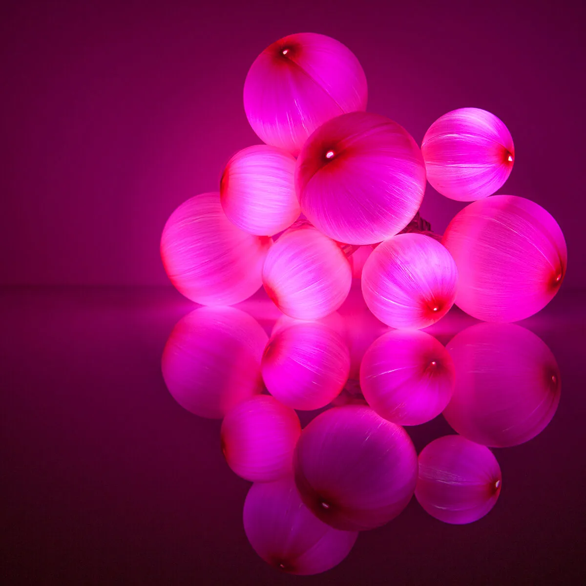 Battery Operated Pink Ball Ornament Light Set, 10 Pink LED Lights - Wintergreen Lighting® 76121
