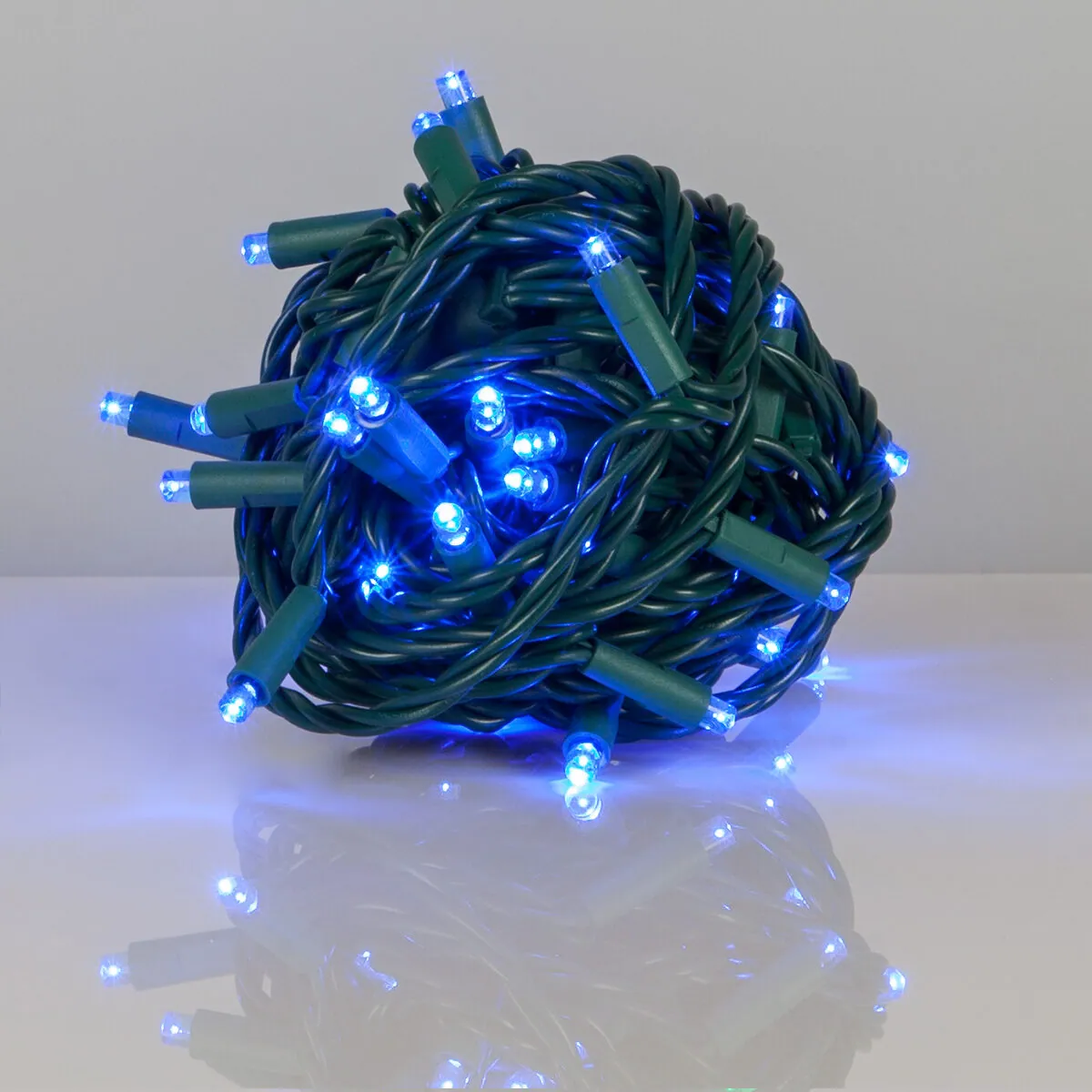 Kringle Traditions 5mm Blue LED Christmas Lights, Green Wire, Balled Set — 50 Lights, 25.2 Feet - Kringle Traditions® 84177