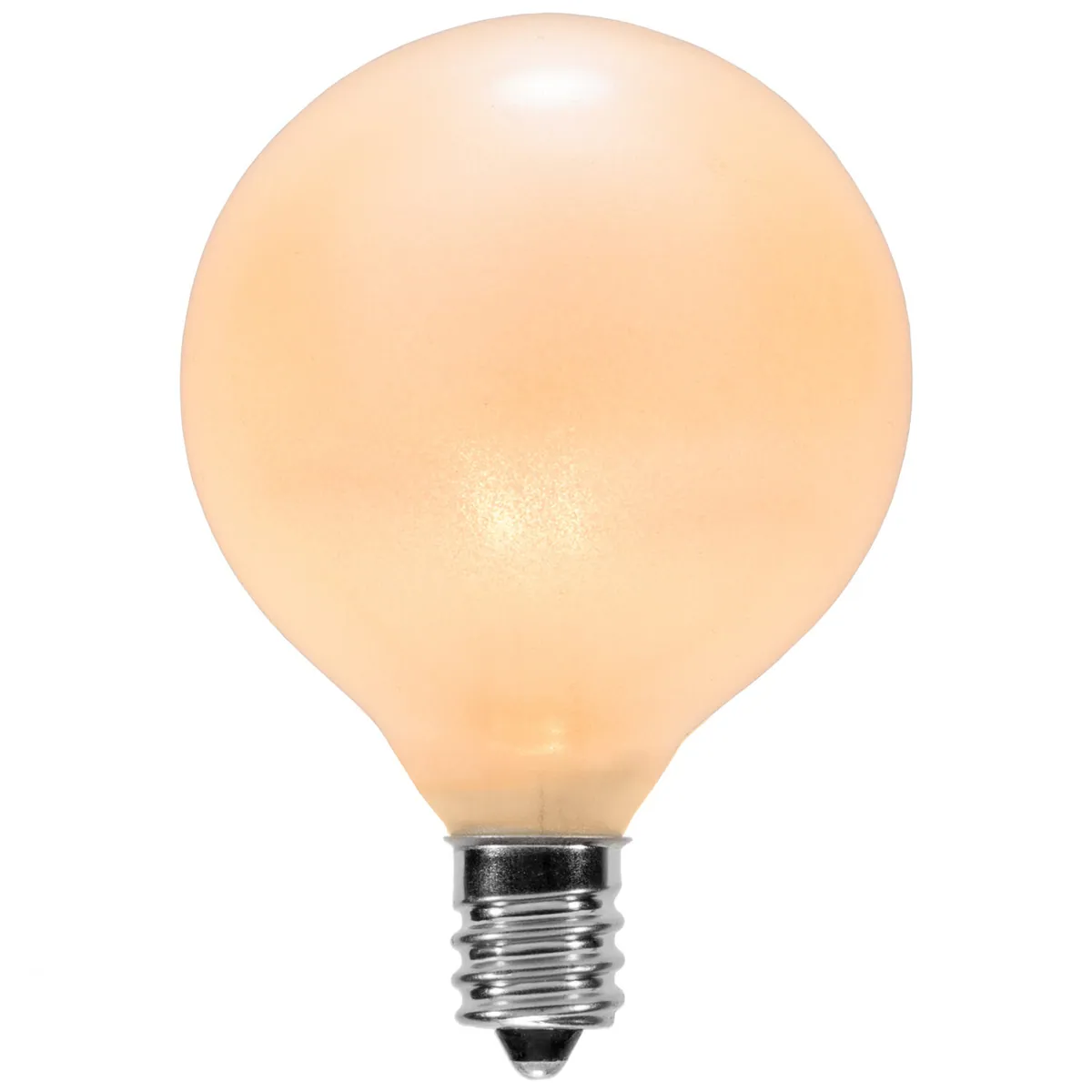 G50 Pearl White Triple Dipped Transparent Globe Lights, E12 - Candelabra Base, Pack of 25 - Wintergreen Lighting® 18773