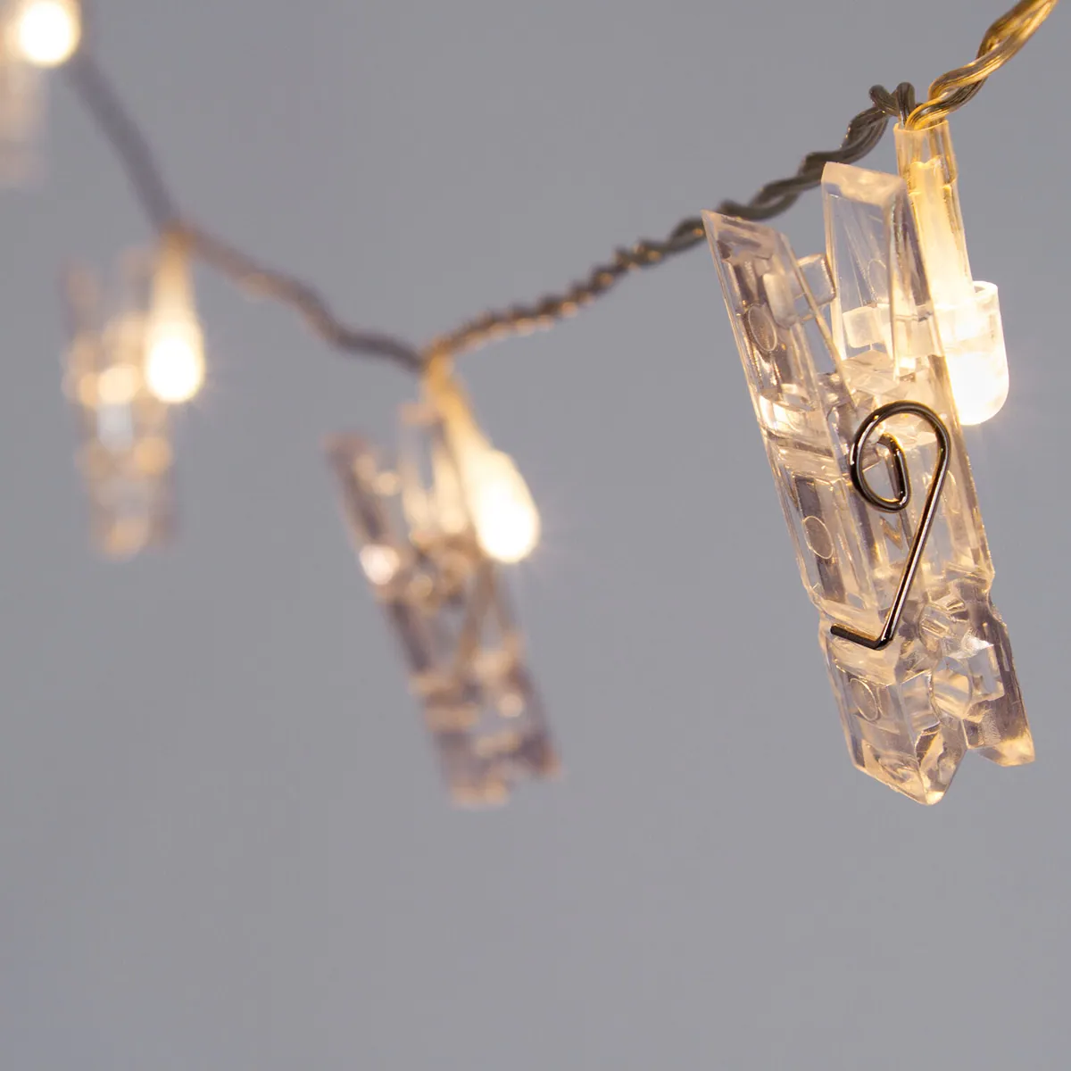 LED Clothes Pin String Lights, 10 Warm White Lights - Wintergreen Lighting® 76112