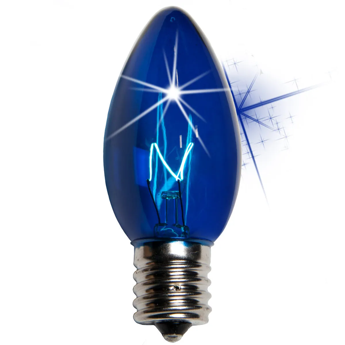 C9 Twinkle Blue Triple Dipped Transparent Bulbs, Box of 25 - Wintergreen Lighting® 15149