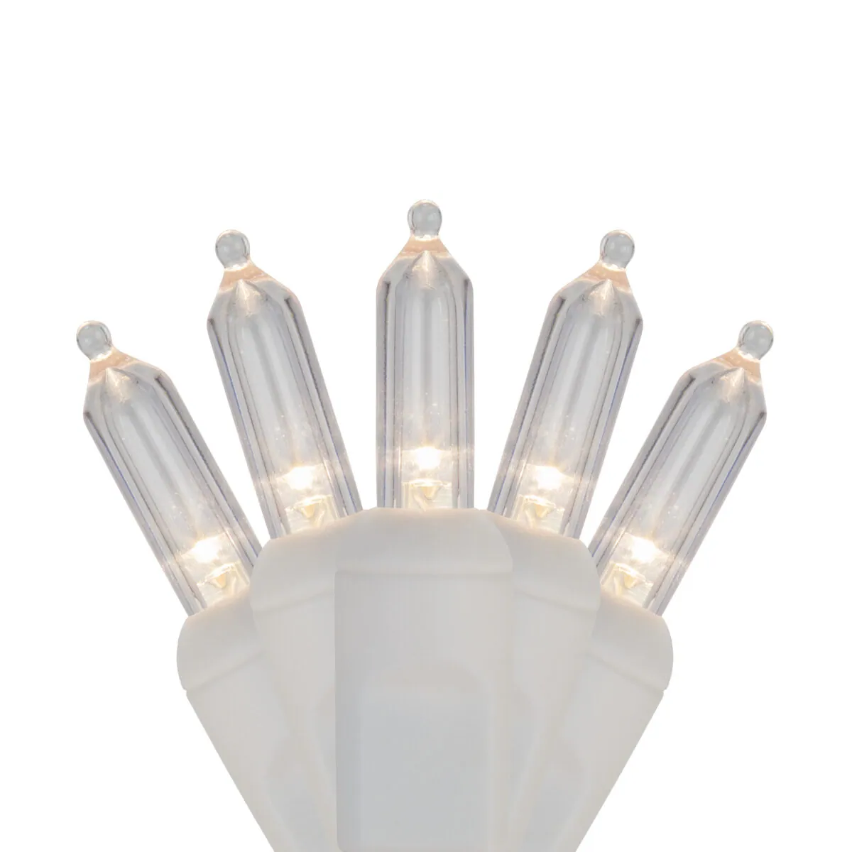 50 T5 Warm White LED Christmas Tree Lights, White Wire, 4" Spacing - Wintergreen Lighting® 82982