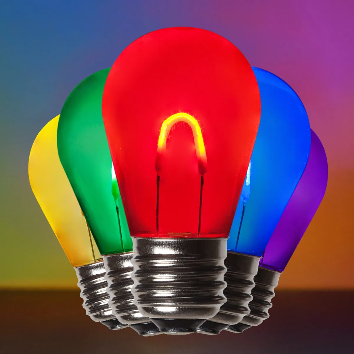 S14 Shatterproof Multicolor FlexFilament® LED Bulbs, Box of 5 - Wintergreen Lighting® 81598