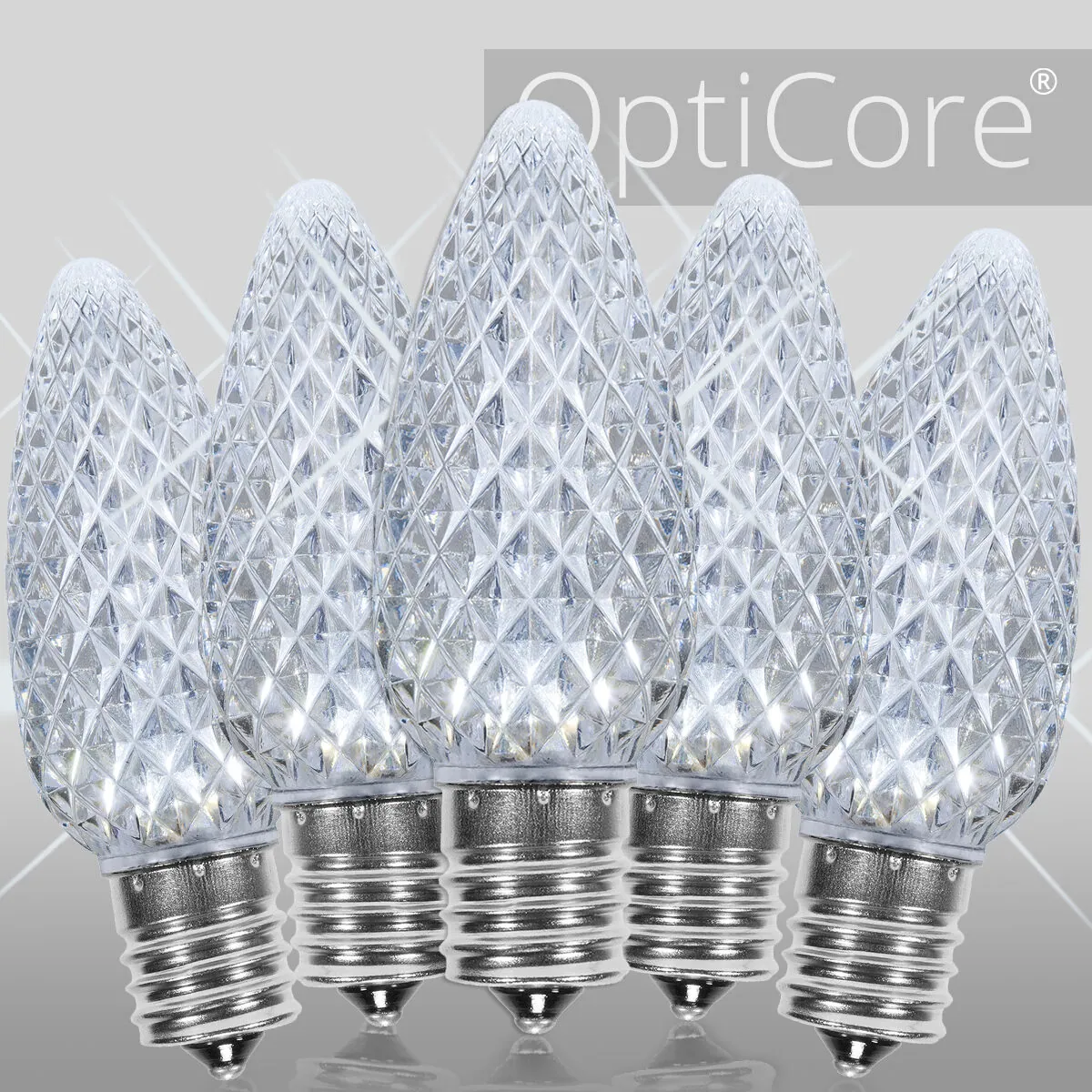 C9 Twinkle Cool White OptiCore® LED Bulbs, Box of 25 - Wintergreen Lighting® 73955
