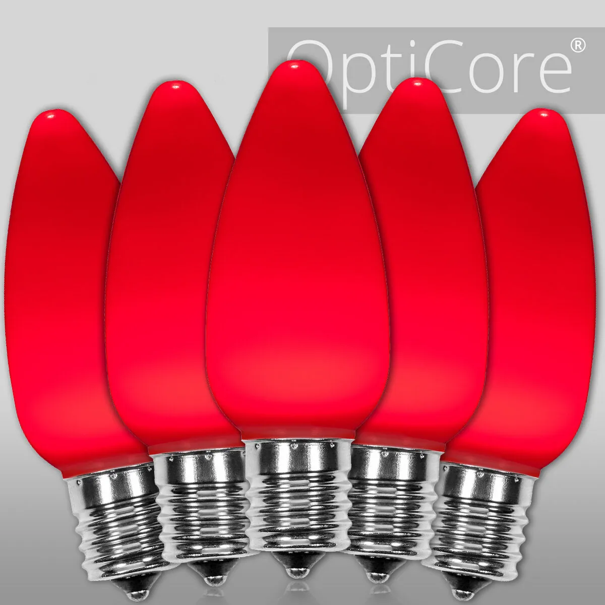 C9 Opaque Red OptiCore® LED Bulbs, Box of 25 - Wintergreen Lighting® 83656