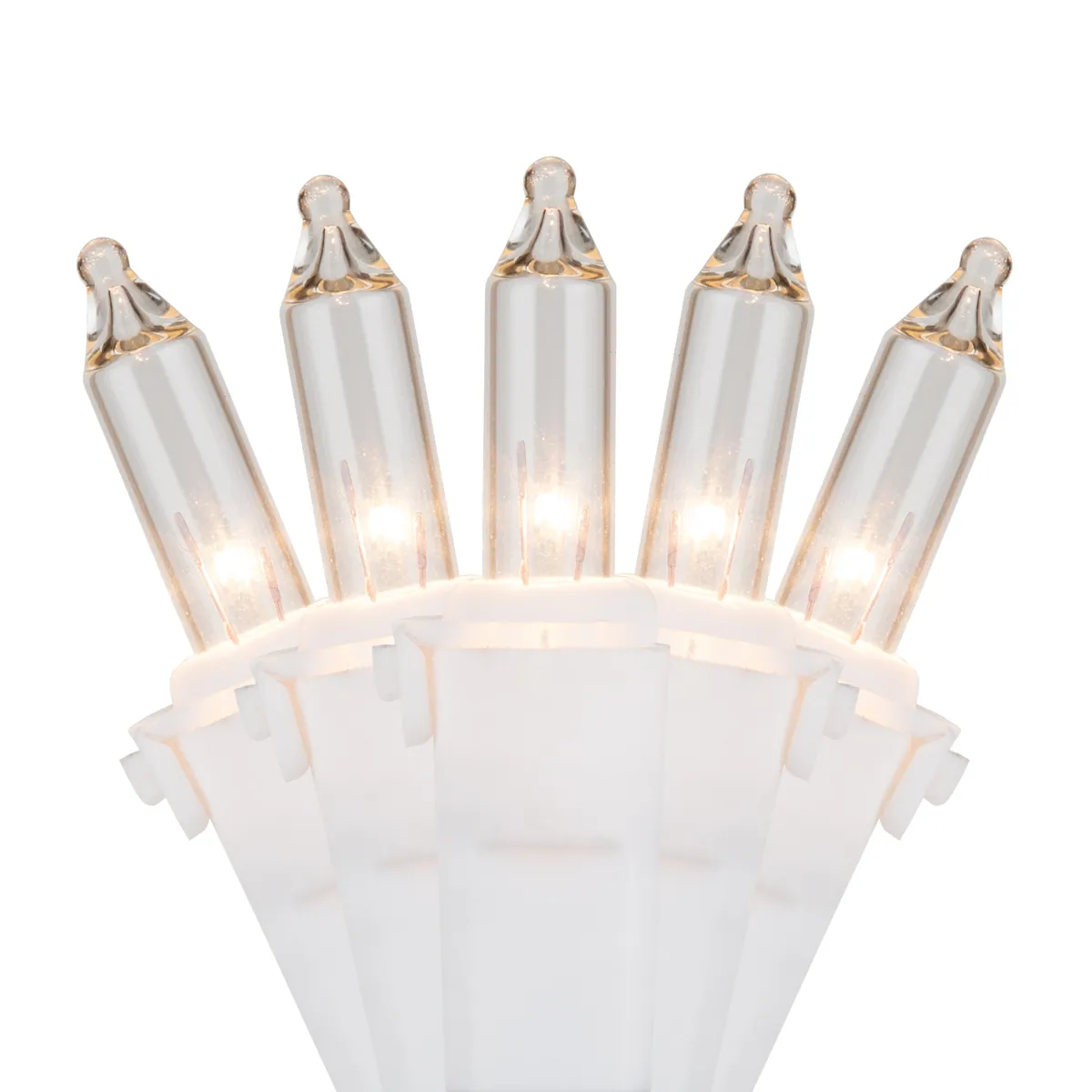 Commercial 100 Clear Mini Lights, Lamp Lock, White Wire, 6" Spacing - Wintergreen Lighting® 15218