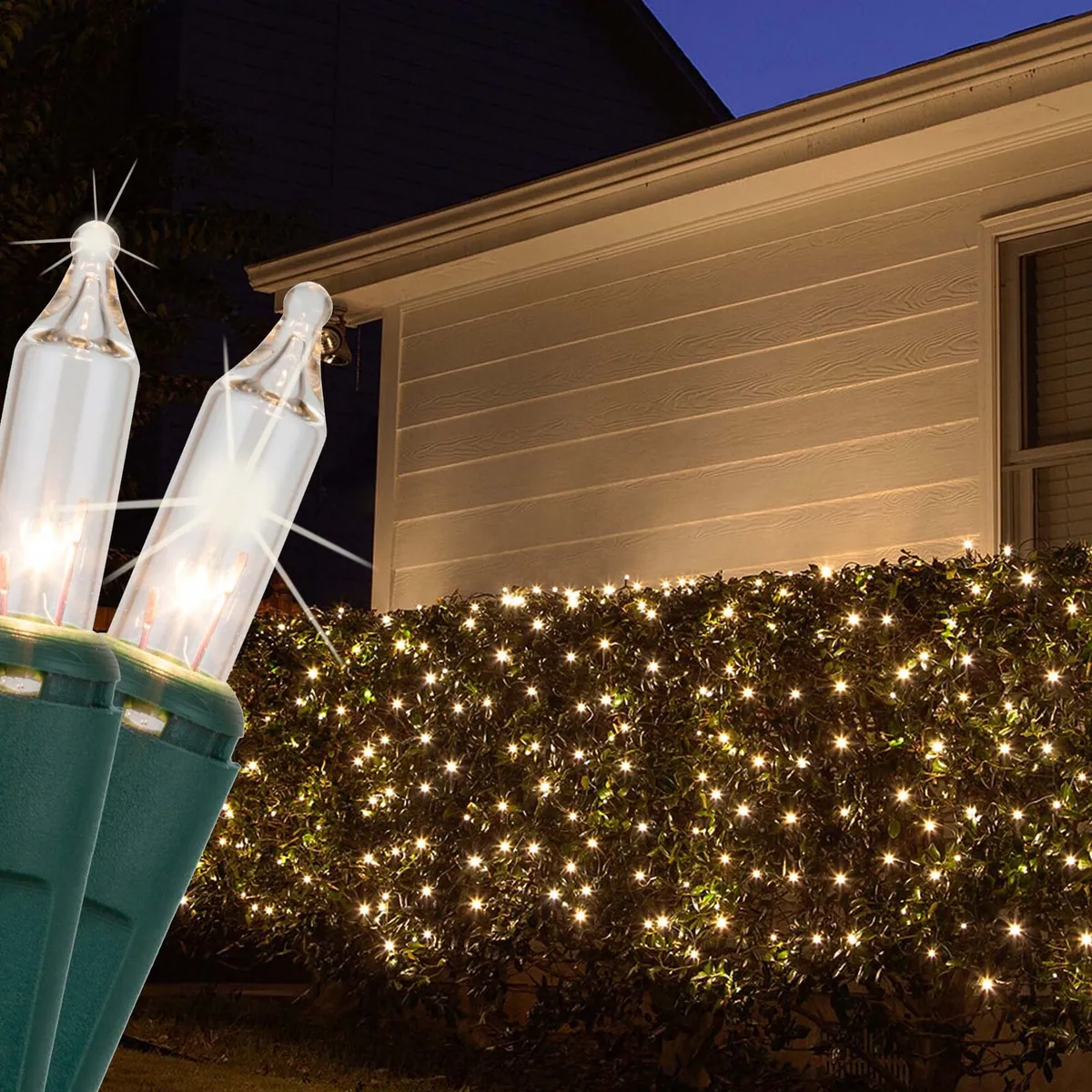 Clear Twinkle Mini Christmas Net Lights on Green Wire - Kringle Traditions® 15253