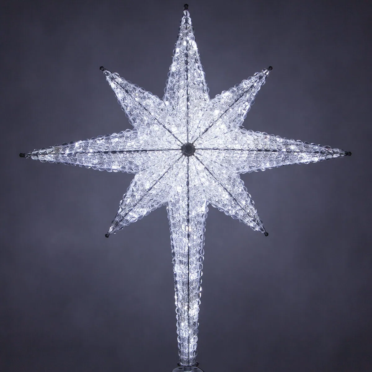 Shimmering Cool White LED Crystal 8 Point Star Tree Topper — 74897 - Red Sleigh® 74897