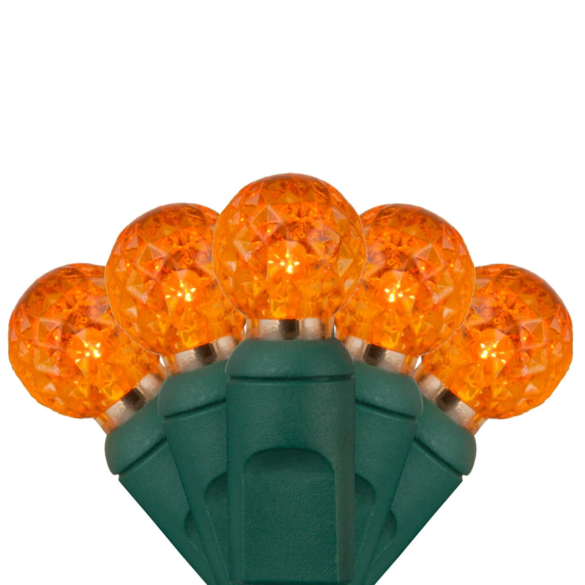 G12 Razzberry Amber LED Christmas Lights on Green Wire - Wintergreen Lighting® 83951