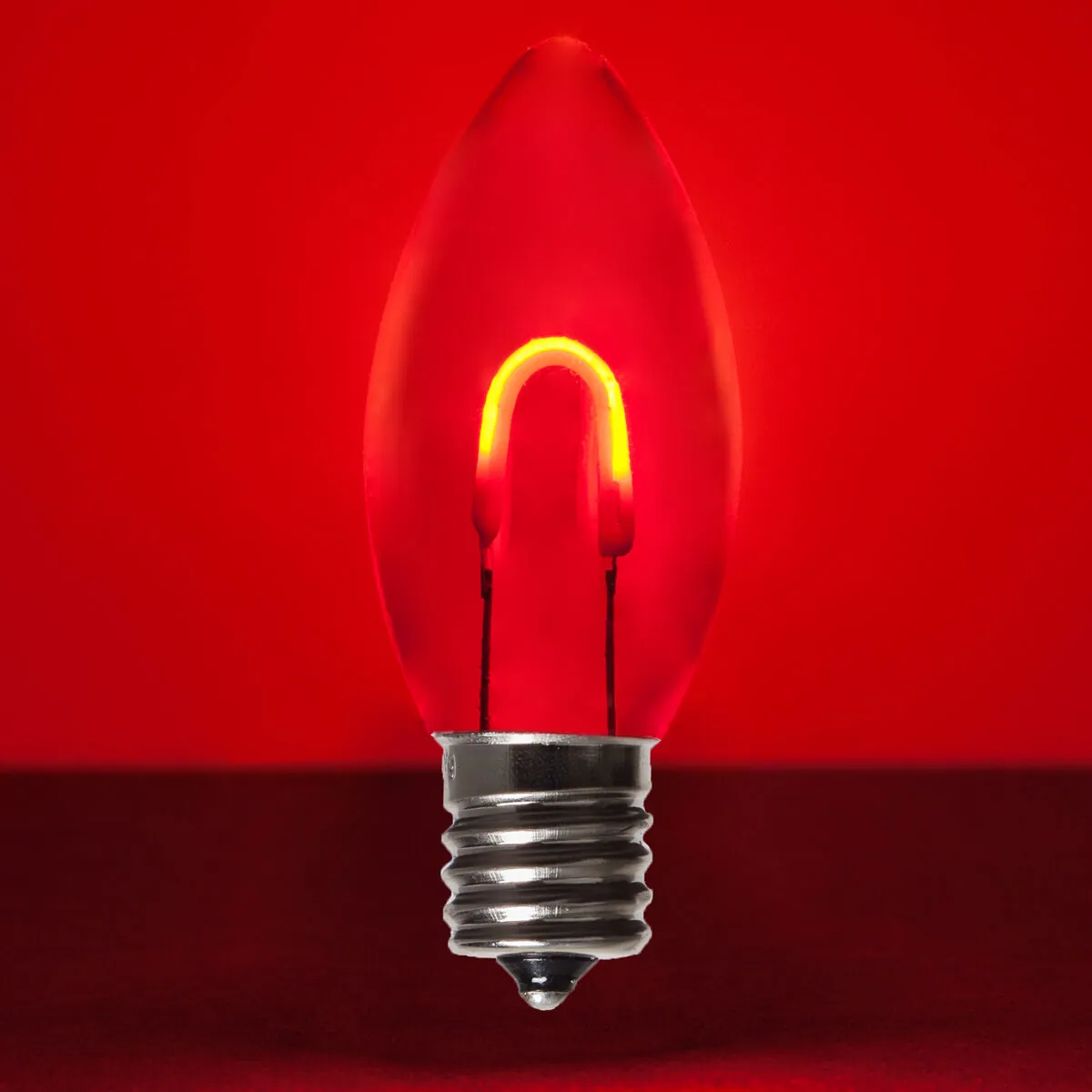 C9 Transparent Shatterproof Red FlexFilament® LED Bulbs, Box of 5 - Wintergreen Lighting® 80636