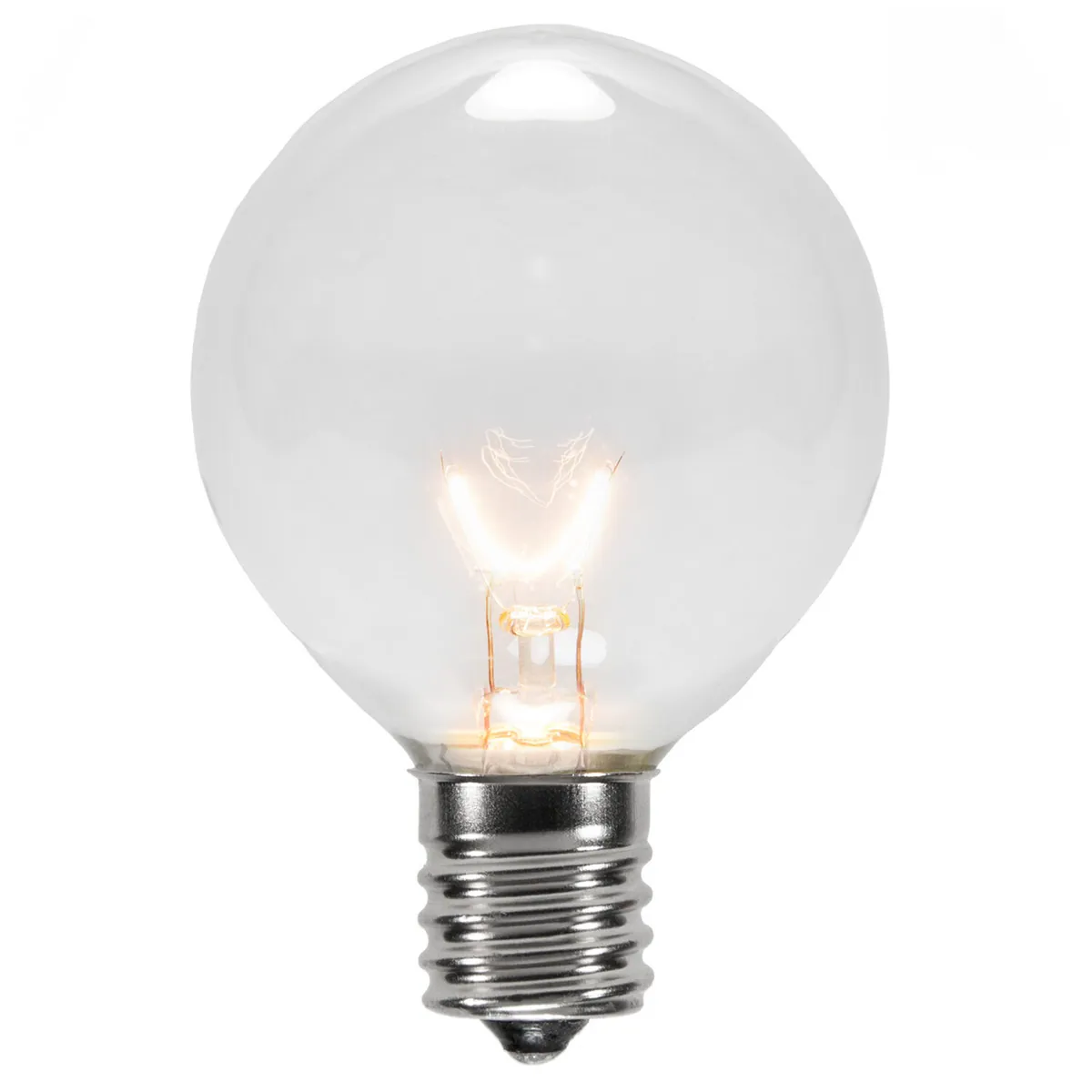 G50 Clear Transparent Globe Lights, E17 - Intermediate Base, Pack of 25 - Wintergreen Lighting® 18774