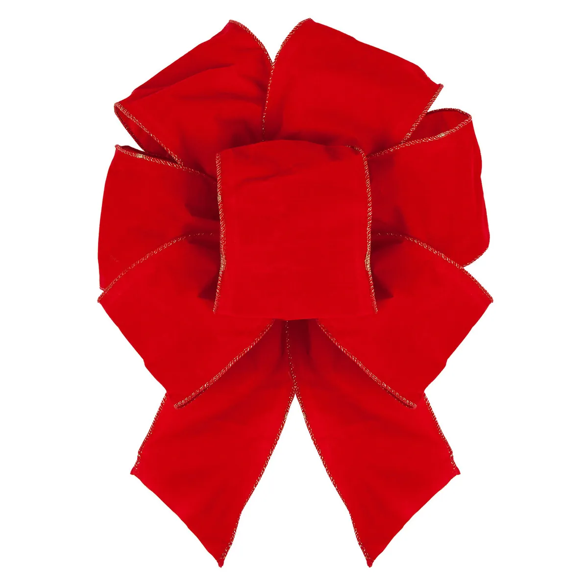 12" Red Puff Velvet 7-Loop Indoor Christmas Bow - Red Sleigh® 22290