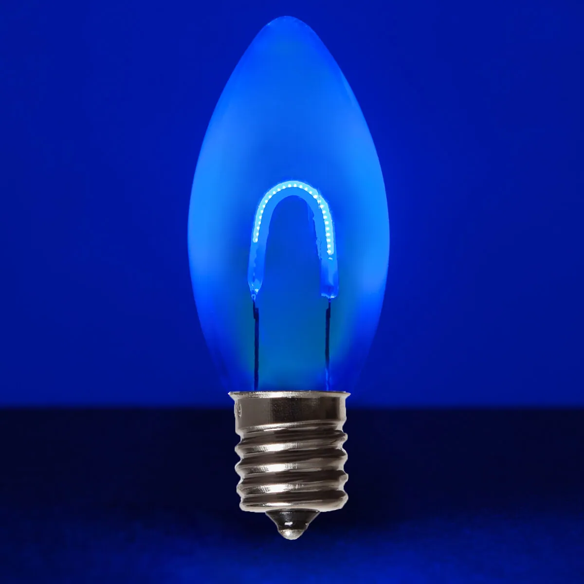 C9 Transparent Shatterproof Blue FlexFilament® LED Bulbs, Box of 5 - Wintergreen Lighting® 80632