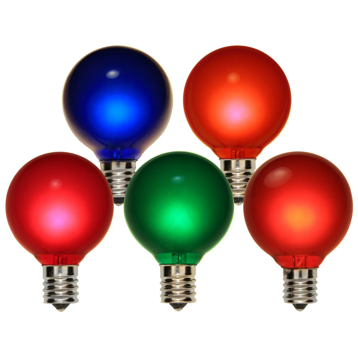 G50 Multicolor Satin Globe Lights, E17 - Intermediate Base, Pack of 25 - Wintergreen Lighting® 18775