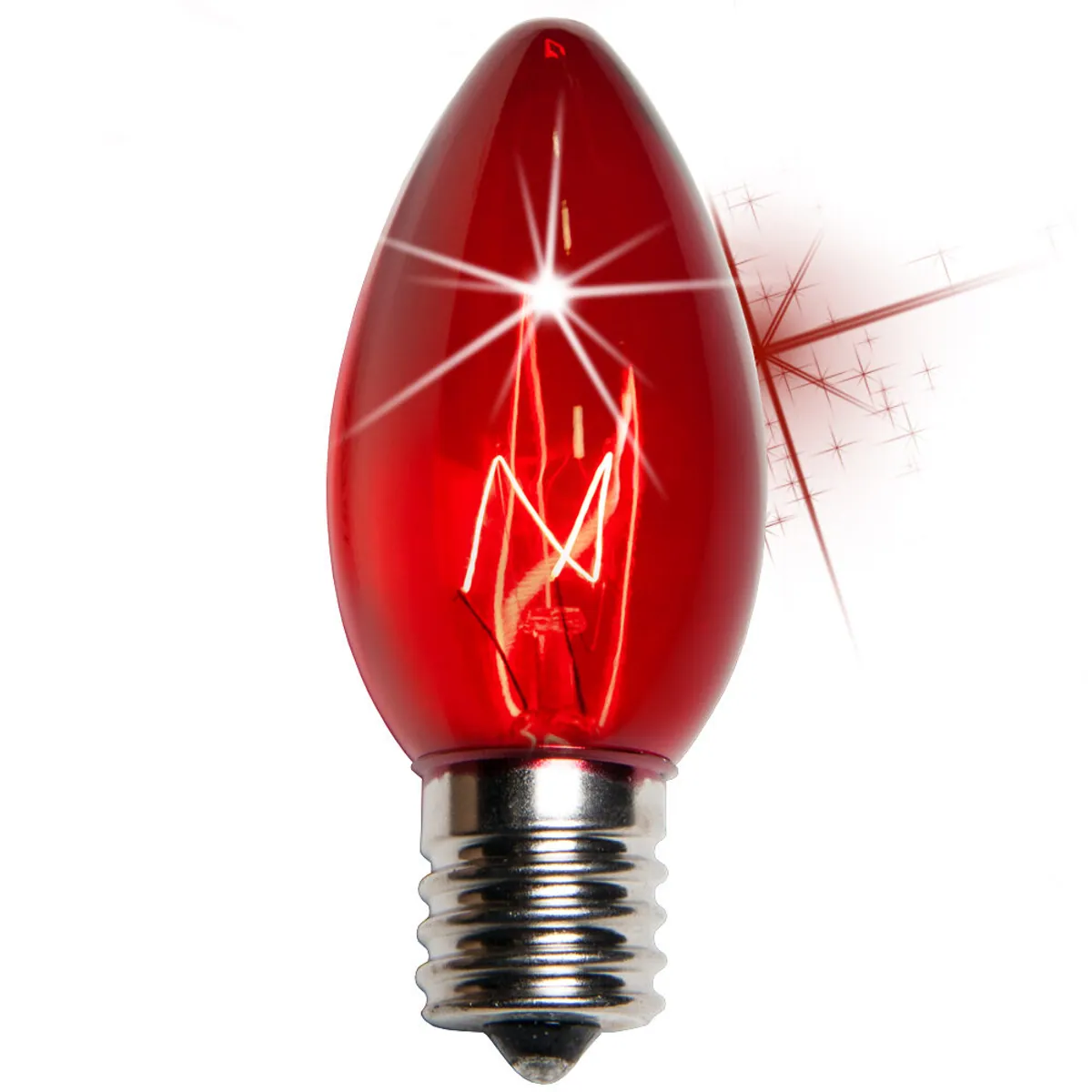 C9 Twinkle Red Triple Dipped Transparent Bulbs, Box of 25 - Wintergreen Lighting® 15155