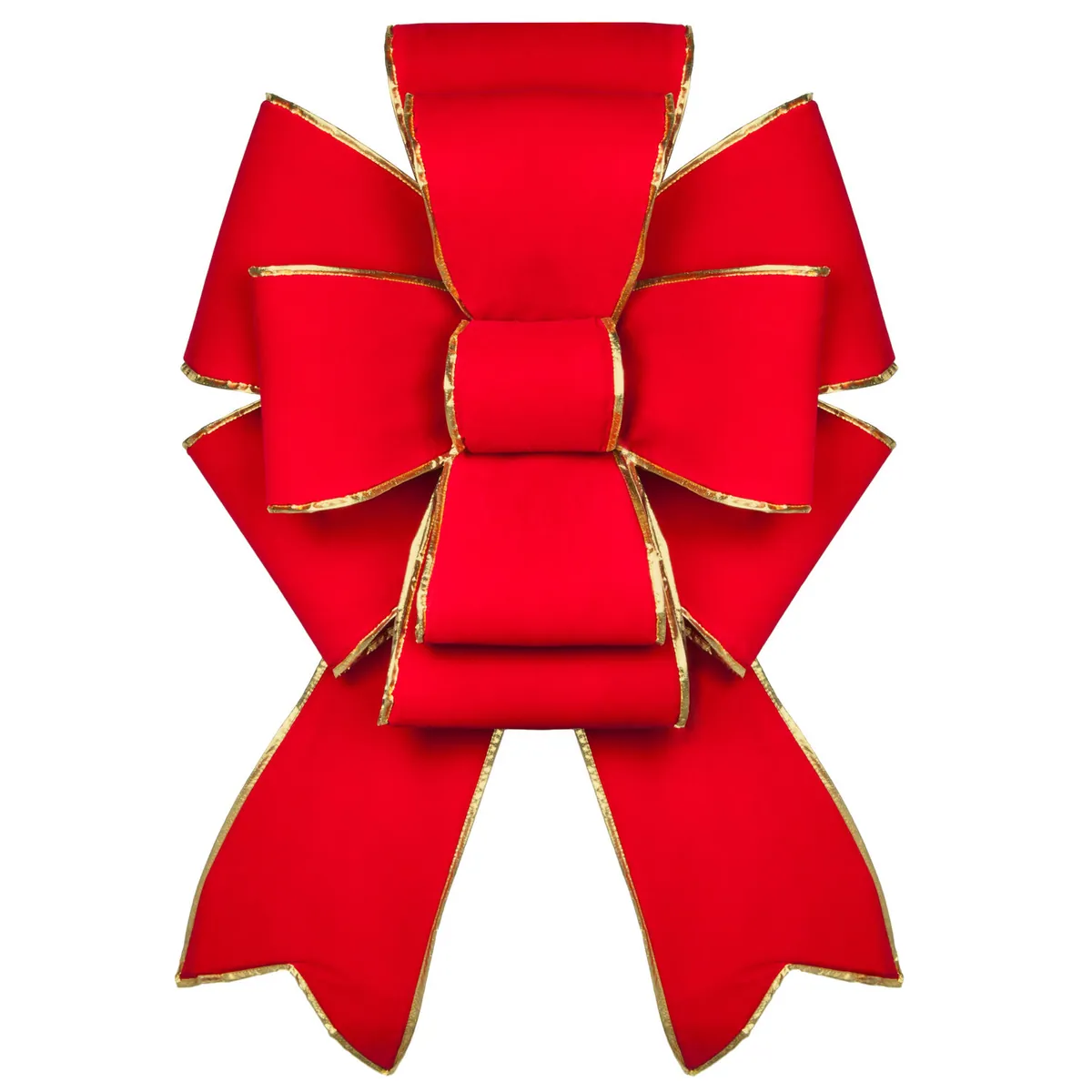 Red with Gold Trim Blooming Puff Velvet Bow — 24-in Width - Red Sleigh® 72988