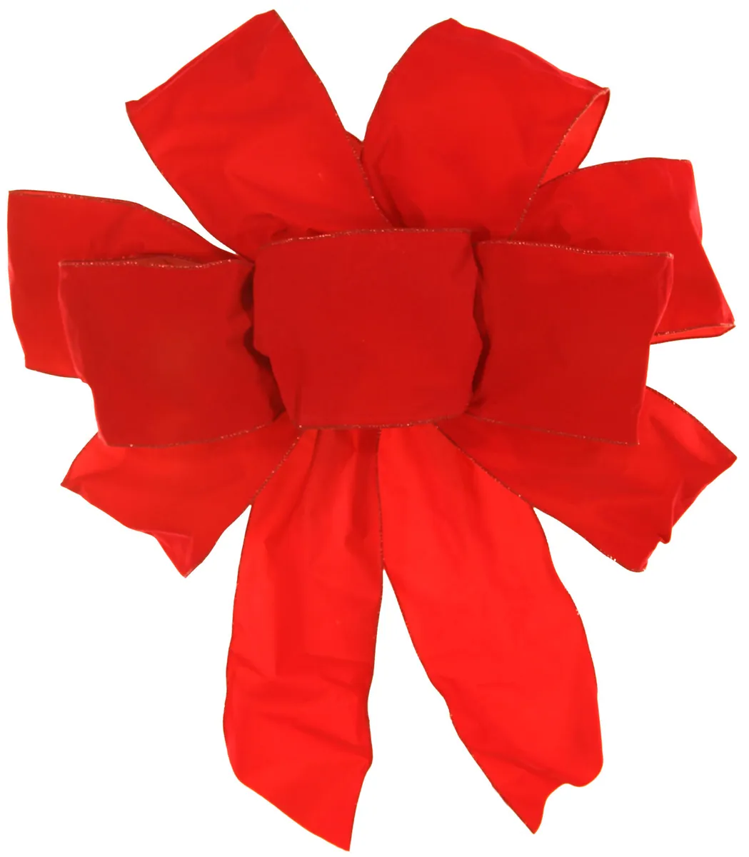 Red Wire Puff Velvet Bow, 9-Loop - Red Sleigh® 22292