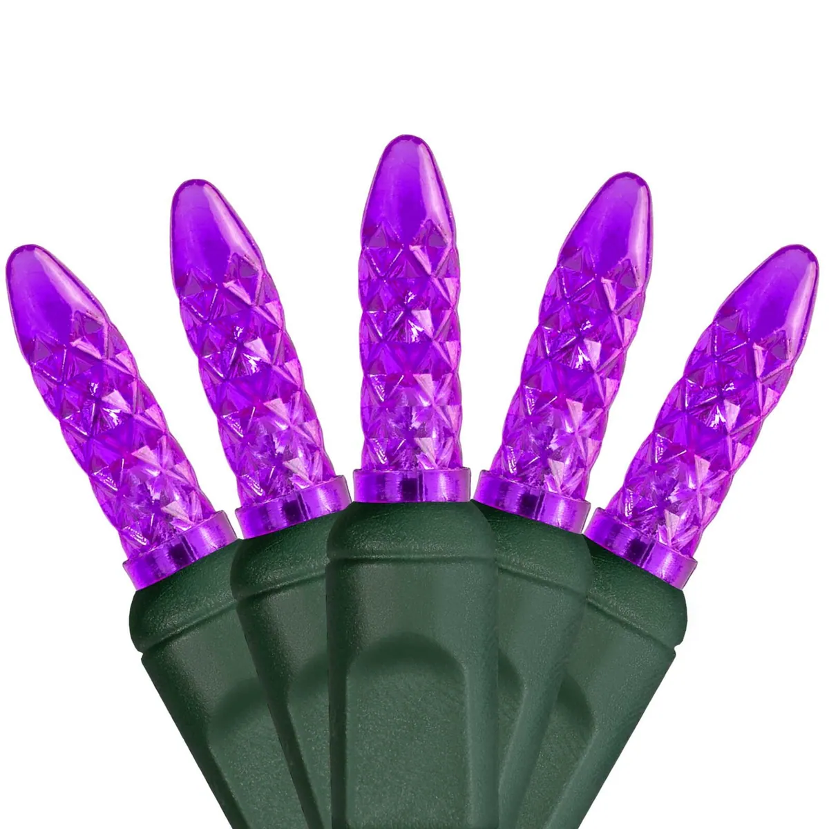 M5 Purple LED Christmas Tree Lights on Green Wire - Wintergreen Lighting® 85414