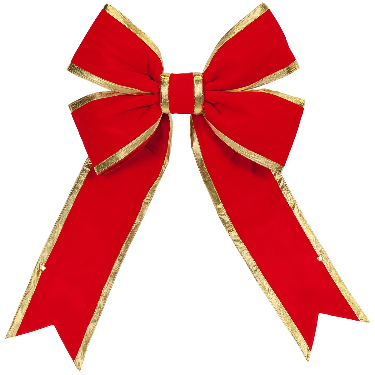 Red with Gold Trim Structural 3D Velvet Bow — 24-in Width - Red Sleigh® 21247