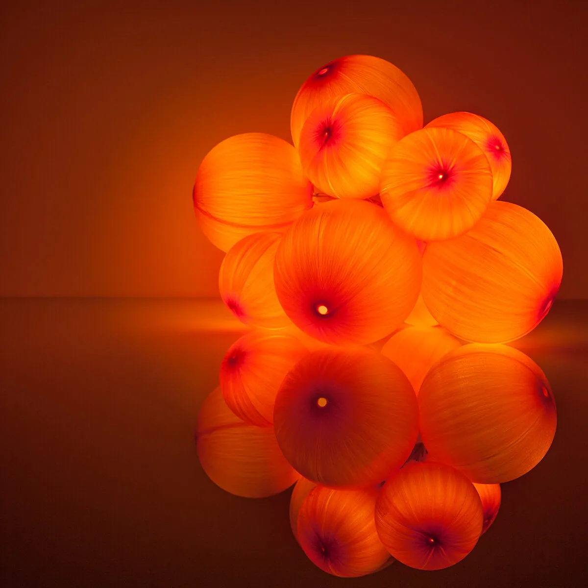 Battery Operated Orange Ball Ornament Light Set, 10 Amber LED Lights - Wintergreen Lighting® 76123