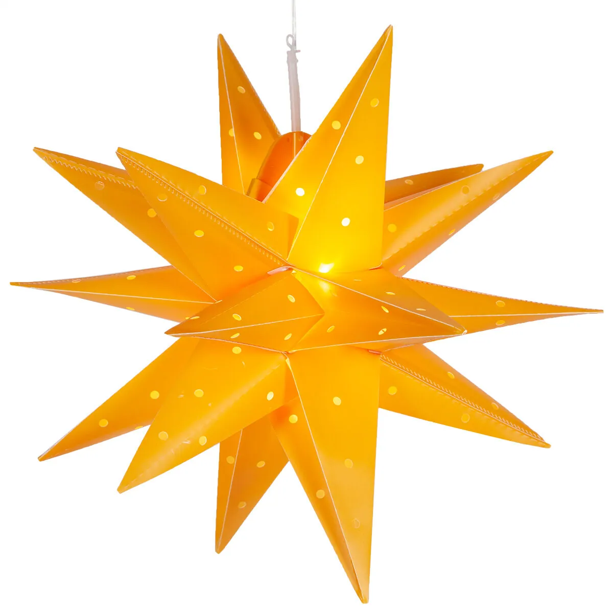 17" Yellow Aurora Superstar TM Moravian Star Light, Fold-Flat, LED Lights, Outdoor Rated - Wintergreen Lighting® 80499