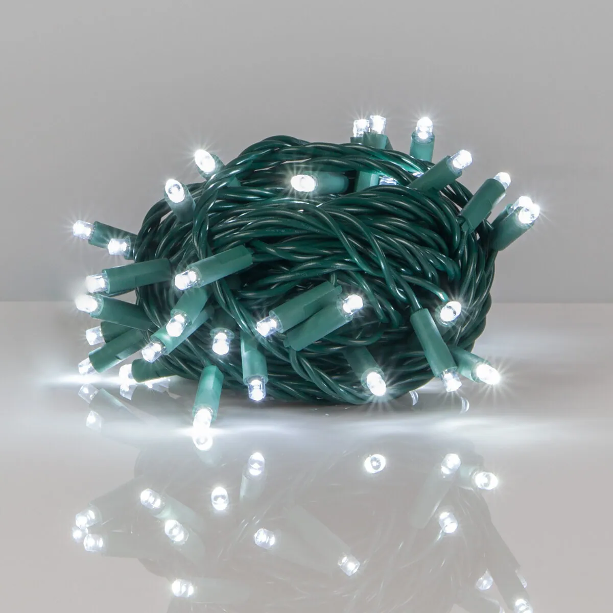 Kringle Traditions 5mm Cool White LED Christmas Lights, Green Wire, Balled Set — 50 Lights, 25.2 Feet - Kringle Traditions® 84160